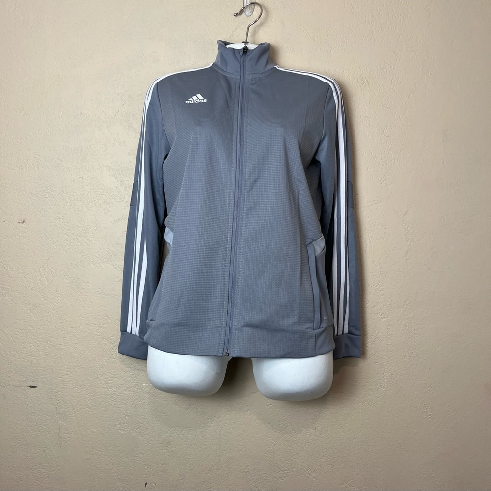 Adidas  Women Sz M Basic Climalite Long Sleeve Gray Athletic‎ Zip-Up Jacket